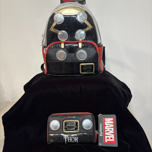 Loungefly Marvel Shine Thor Cosplay Mini Backpack & Wallet Set – NWT - Picture 11 of 16